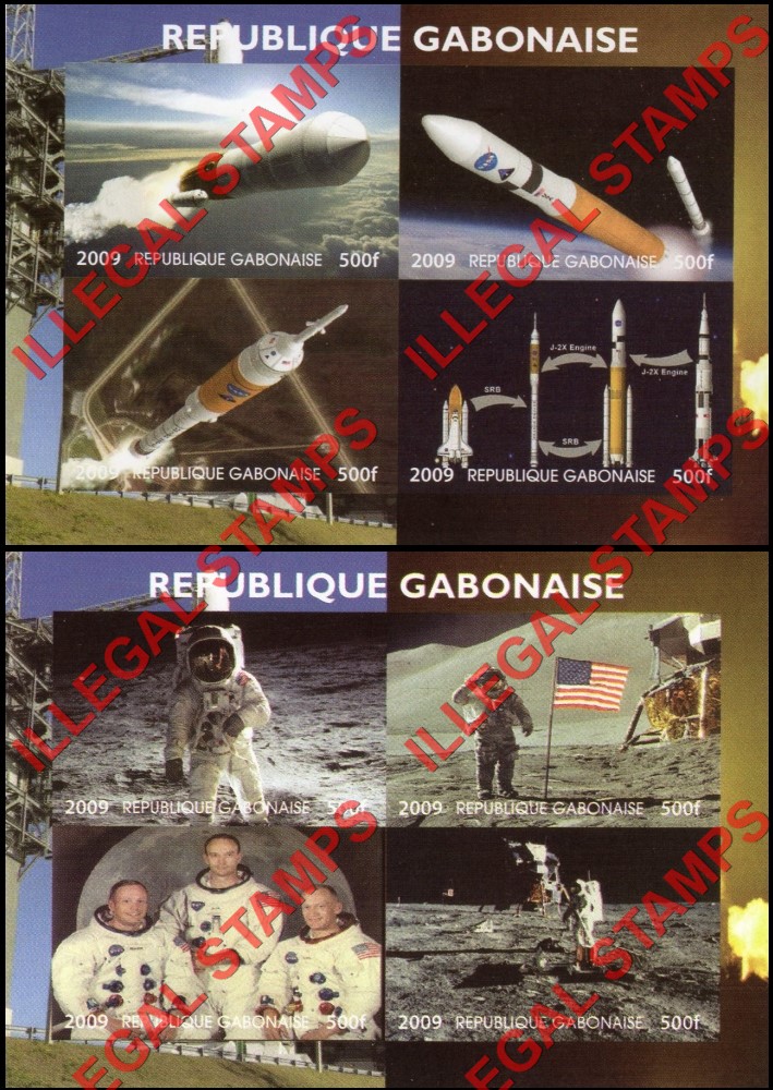 Gabon 2009 NASA Space Exploration Illegal Stamp Souvenir Sheets of 4 (Part 2)