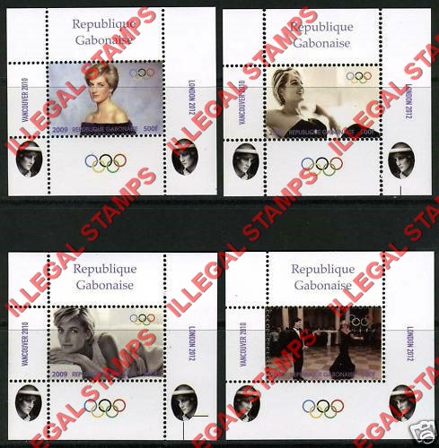 Gabon 2009 Princess Diana Illegal Stamp Deluxe Souvenir Sheets of 1