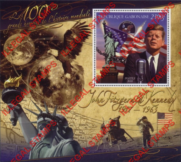 Gabon 2010 John F. Kennedy Illegal Stamp Souvenir Sheet of 1