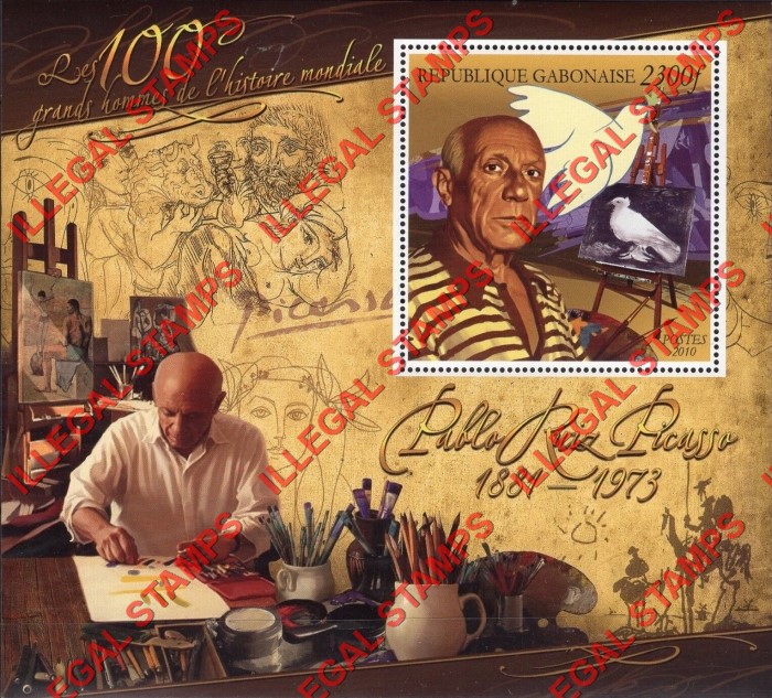 Gabon 2010 Pablo Picasso Illegal Stamp Souvenir Sheet of 1