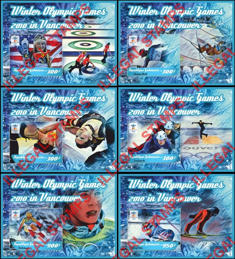 Gabon 2010 Winter Olympic Games in Vancouver Illegal Stamp Souvenir Sheets of 1