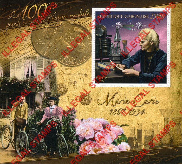 Gabon 2011 Marie Curie Illegal Stamp Souvenir Sheet of 1