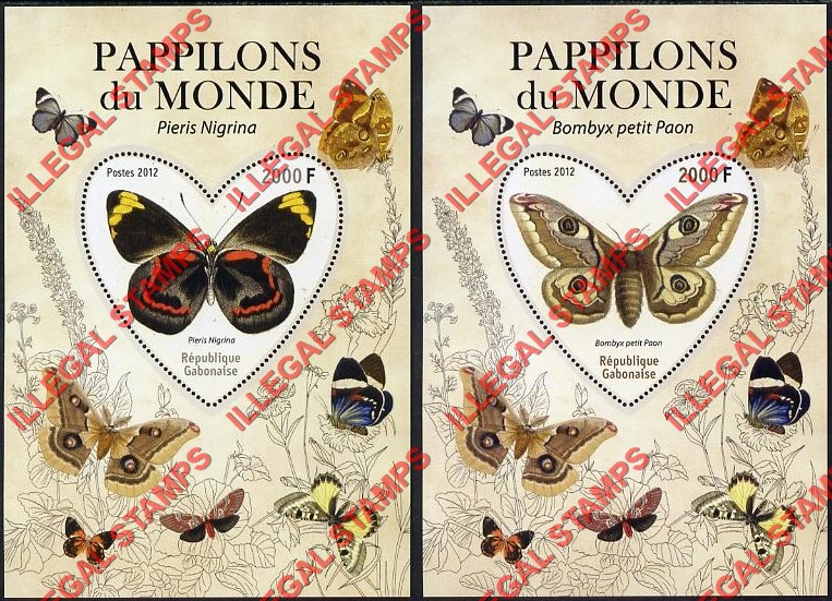 Gabon 2012 Butterflies Illegal Stamp Souvenir Sheets of 1 (Part 3)
