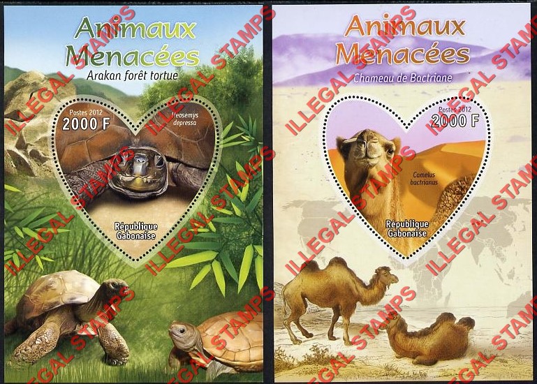 Gabon 2012 Endangered Animals Illegal Stamp Souvenir Sheets of 1 (Part 1)