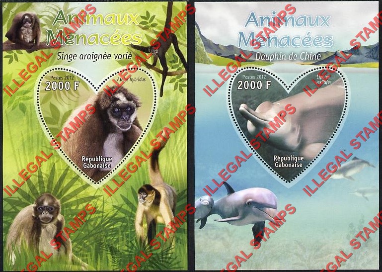 Gabon 2012 Endangered Animals Illegal Stamp Souvenir Sheets of 1 (Part 2)