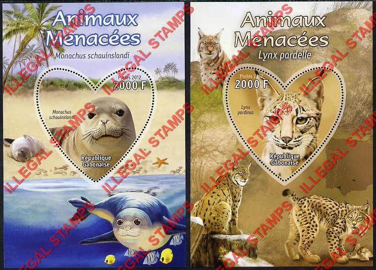Gabon 2012 Endangered Animals Illegal Stamp Souvenir Sheets of 1 (Part 3)