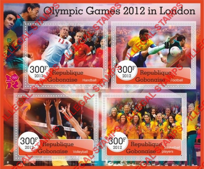 Gabon 2012 Olympic Games in London Illegal Stamp Souvenir Sheet of 4