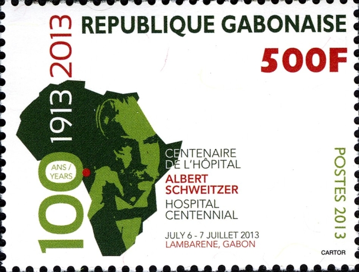 Gabon 2013 Albert Schweitzer Hospital Centennial 500F From Sheets