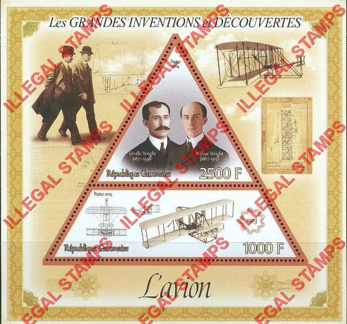 Gabon 2014 Great Inventions and Discoveries Airplane Wright Brothers Illegal Stamp Souvenir Sheet of 2