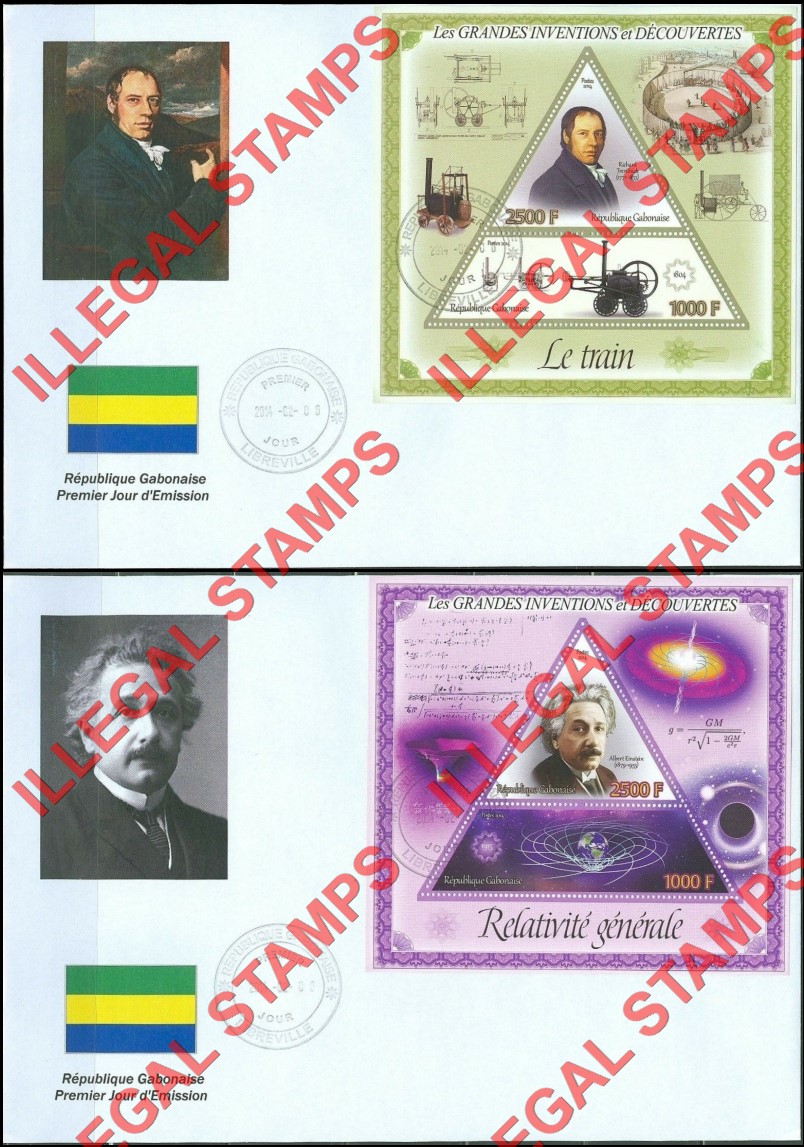 Gabon 2014 Great Inventions and Discoveries Counterfeit First Day Covers