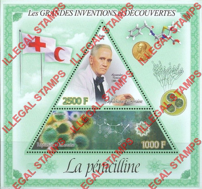 Gabon 2014 Great Inventions and Discoveries Penicillin Alexander Fleming Illegal Stamp Souvenir Sheet of 2