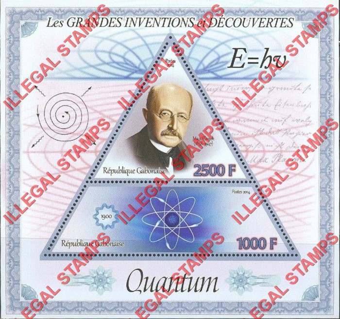 Gabon 2014 Great Inventions and Discoveries Quantum Physics Max Planck Illegal Stamp Souvenir Sheet of 2