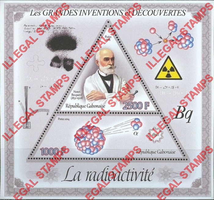 Gabon 2014 Great Inventions and Discoveries Radioactivity Henri Becquerel Illegal Stamp Souvenir Sheet of 2
