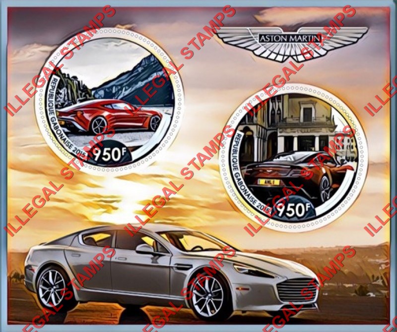 Gabon 2015 Cars Aston Martin Illegal Stamp Souvenir Sheet of 2