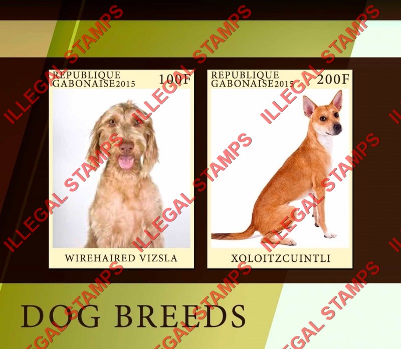 Gabon 2015 Dogs Illegal Stamp Souvenir Sheet of 2