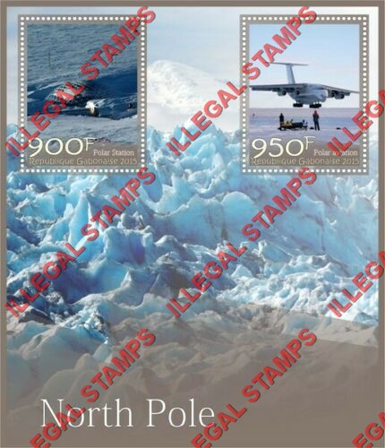 Gabon 2015 North Pole Illegal Stamp Souvenir Sheet of 2