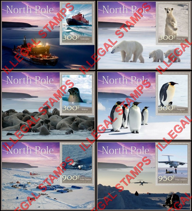 Gabon 2015 North Pole Illegal Stamp Souvenir Sheets of 1