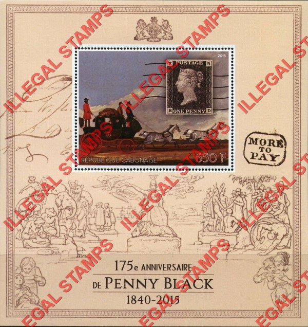 Gabon 2015 Penny Black Anniversary Illegal Stamp Souvenir Sheet of 1