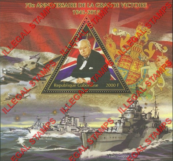 Gabon 2015 World War II Ending Winston Churchill Illegal Stamp Souvenir Sheet of 1