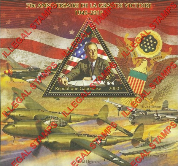 Gabon 2015 World War II Ending Franklin Roosevelt Illegal Stamp Souvenir Sheet of 1
