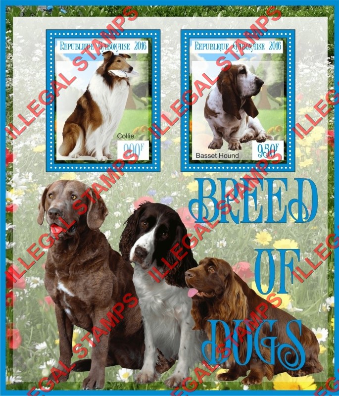 Gabon 2016 Dogs (different a) Illegal Stamp Souvenir Sheet of 2