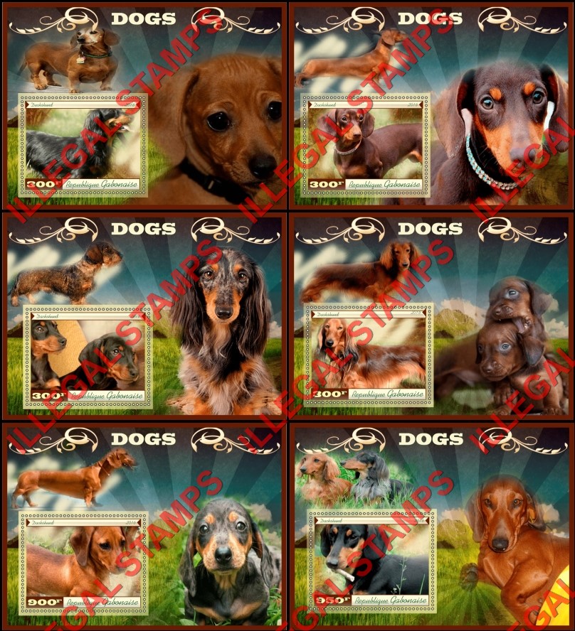 Gabon 2016 Dogs Dachshund (different b) Illegal Stamp Souvenir Sheets of 1