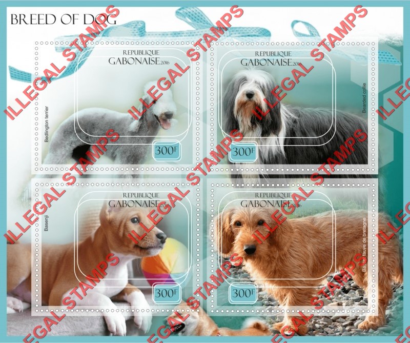 Gabon 2016 Dogs (different) Illegal Stamp Souvenir Sheet of 4
