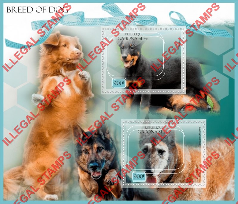 Gabon 2016 Dogs (different) Illegal Stamp Souvenir Sheet of 2