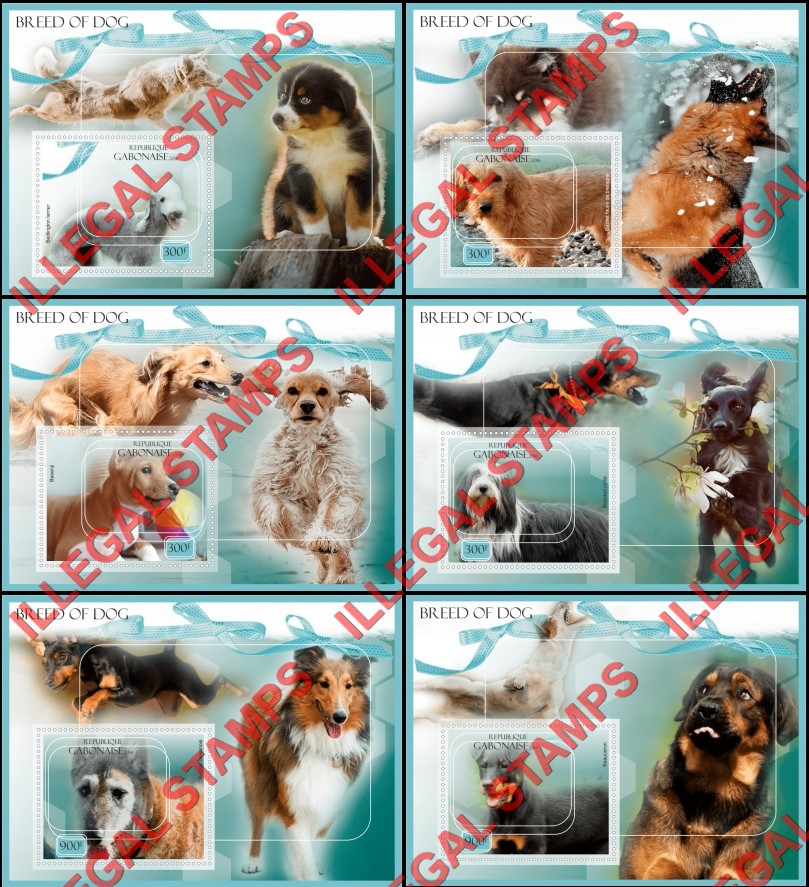 Gabon 2016 Dogs (different) Illegal Stamp Souvenir Sheets of 1