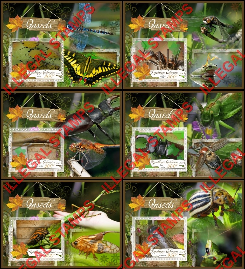 Gabon 2016 Insects Illegal Stamp Souvenir Sheets of 1