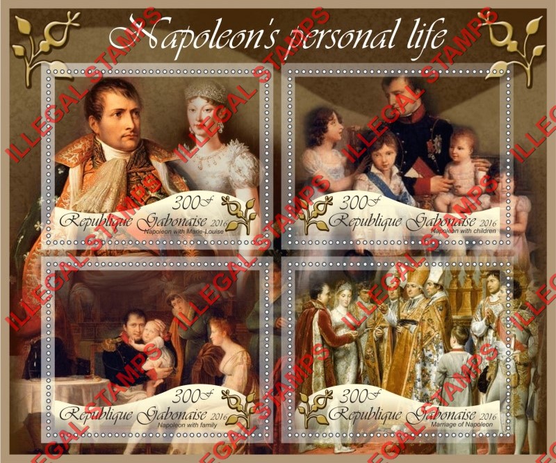 Gabon 2016 Napoleon Bonaparte Personal Life (different a) Illegal Stamp Souvenir Sheet of 4