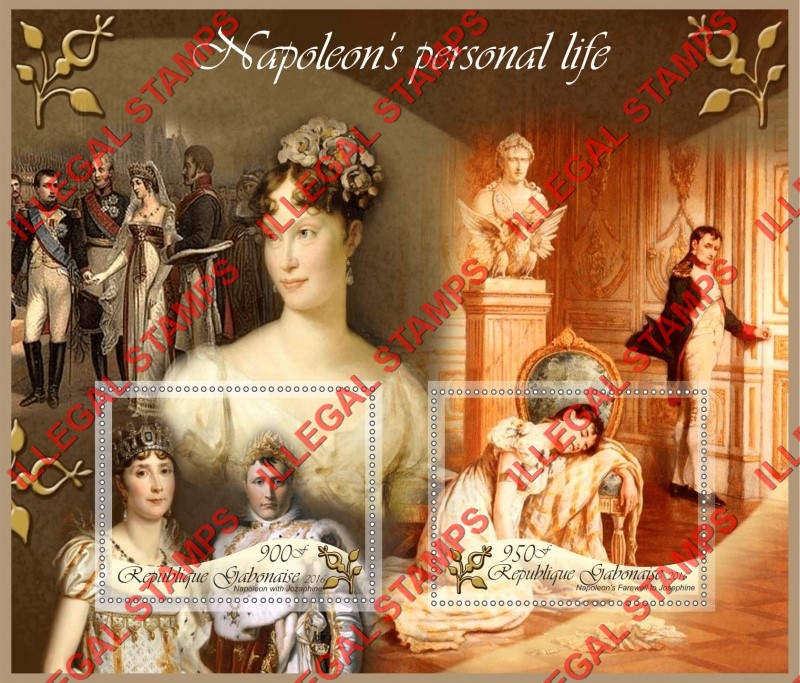 Gabon 2016 Napoleon Bonaparte Personal Life (different a) Illegal Stamp Souvenir Sheet of 2