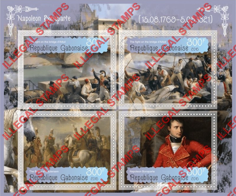 Gabon 2016 Napoleon Bonaparte Illegal Stamp Souvenir Sheet of 4