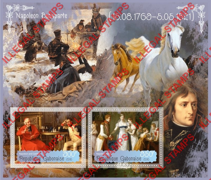 Gabon 2016 Napoleon Bonaparte Illegal Stamp Souvenir Sheet of 2