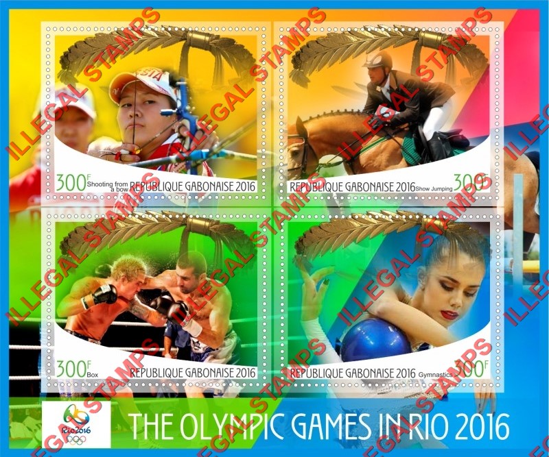 Gabon 2016 Olympic Games in Rio (different) Illegal Stamp Souvenir Sheet of 4