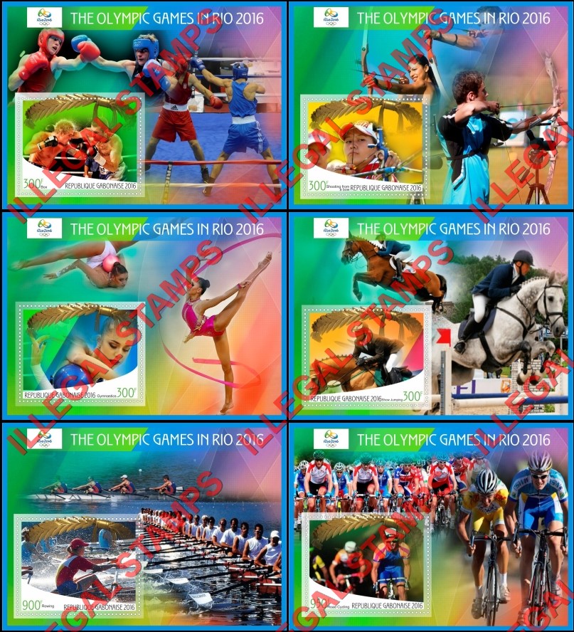 Gabon 2016 Olympic Games in Rio (different) Illegal Stamp Souvenir Sheets of 1