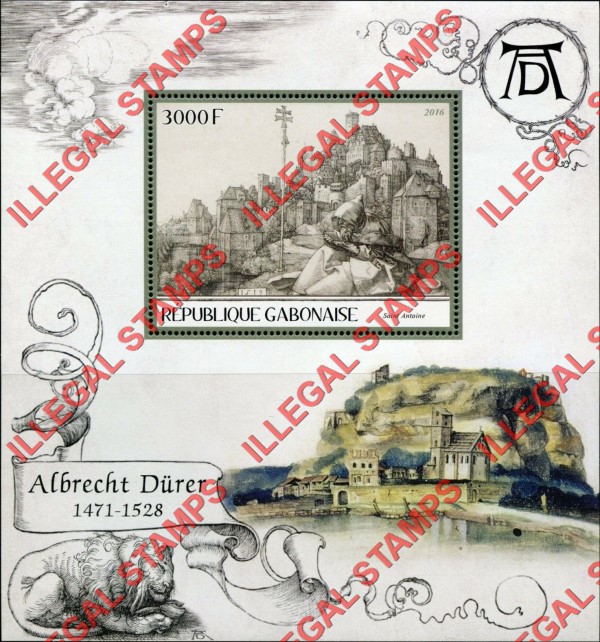 Gabon 2016 Paintings by Durer Illegal Stamp Souvenir Sheet of 1