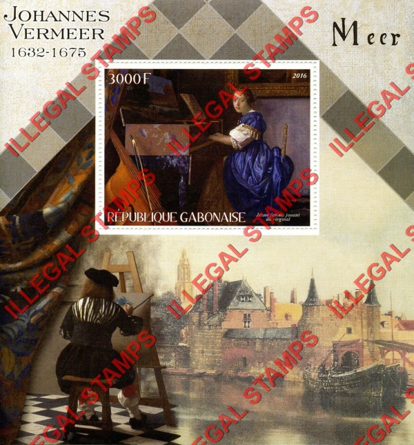 Gabon 2016 Paintings by Vermeer Illegal Stamp Souvenir Sheet of 1