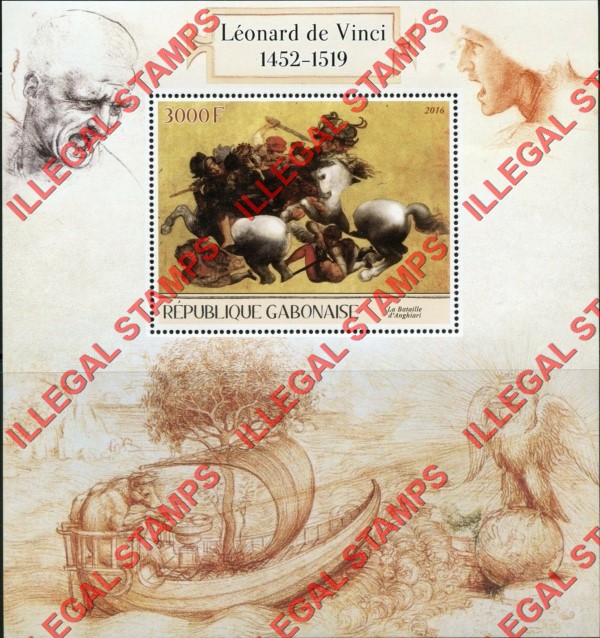 Gabon 2016 Paintings by Leonardo de Vinci Illegal Stamp Souvenir Sheet of 1