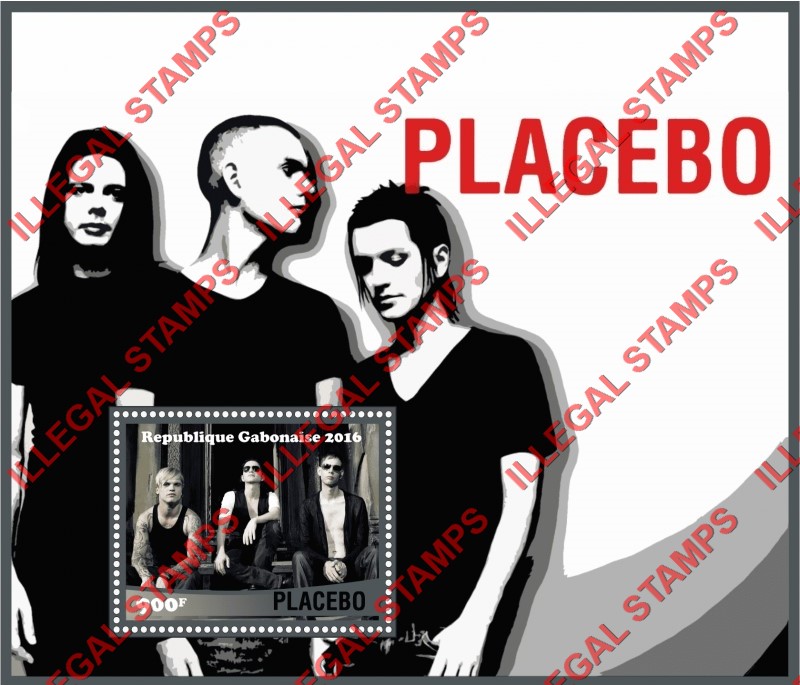 Gabon 2016 Placebo Rock Band Illegal Stamp Souvenir Sheet of 1