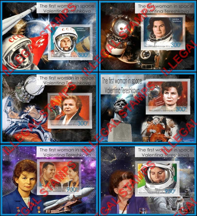 Gabon 2016 Space The First Woman in Space Valentina Tereshkova Illegal Stamp Souvenir Sheets of 1