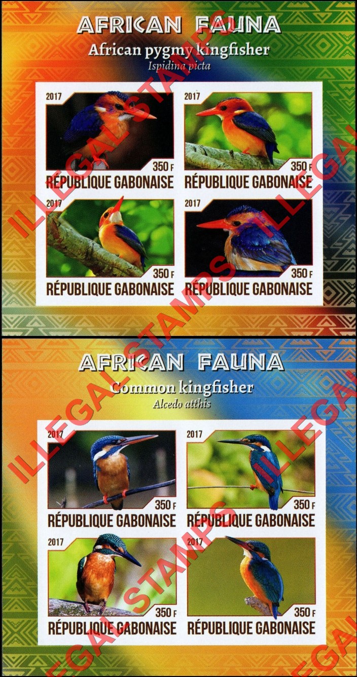 Gabon 2017 African Fauna Birds Illegal Stamp Souvenir Sheets of 4 (Part 1)