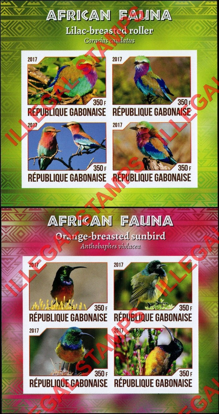 Gabon 2017 African Fauna Birds Illegal Stamp Souvenir Sheets of 4 (Part 2)