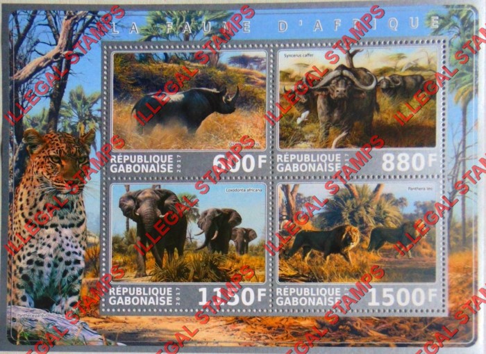 Gabon 2017 African Fauna Illegal Stamp Souvenir Sheet of 4