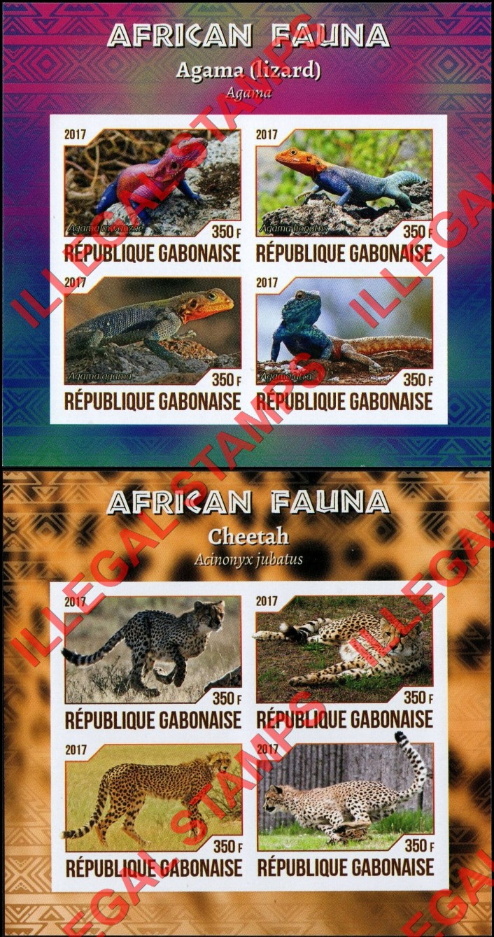 Gabon 2017 African Fauna Illegal Stamp Souvenir Sheets of 4 (Part 1)
