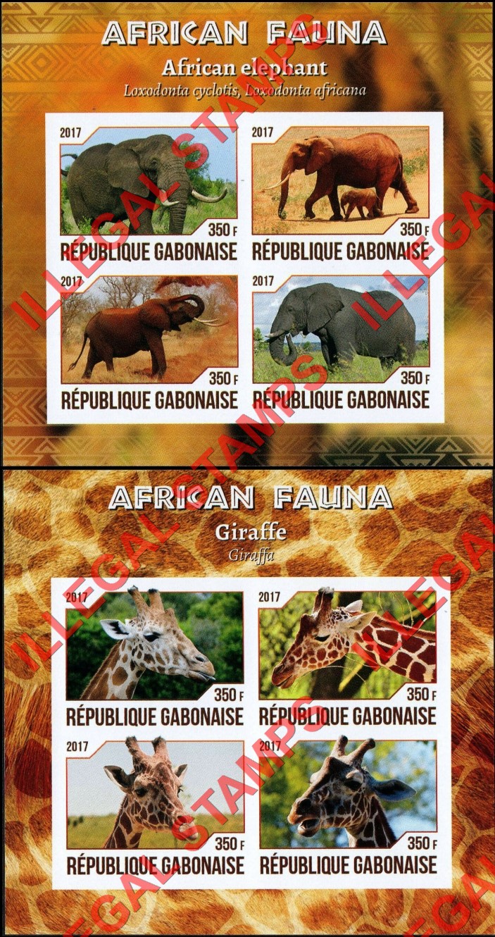 Gabon 2017 African Fauna Illegal Stamp Souvenir Sheets of 4 (Part 2)