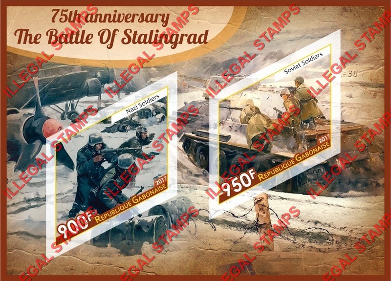 Gabon 2017 Battle of Stalingrad Illegal Stamp Souvenir Sheet of 2
