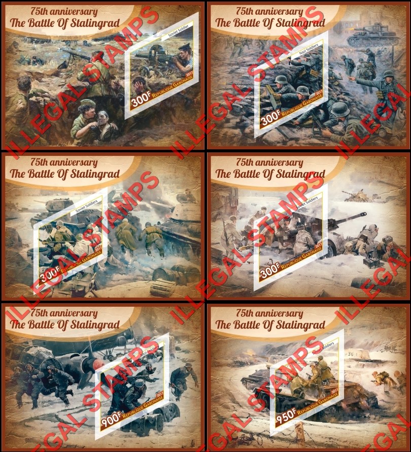 Gabon 2017 Battle of Stalingrad Illegal Stamp Souvenir Sheets of 1