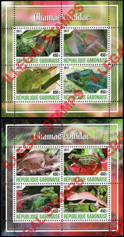 Gabon 2017 Chamaeleonidae Illegal Stamp Souvenir Sheets of 4