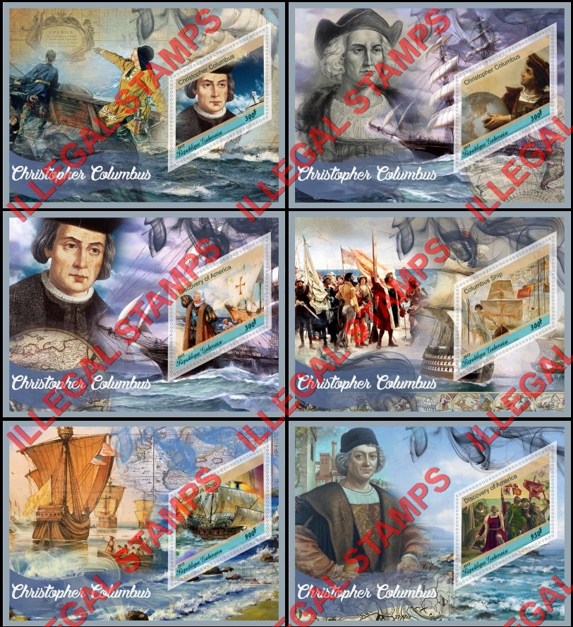 Gabon 2017 Christopher Columbus Illegal Stamp Souvenir Sheets of 1